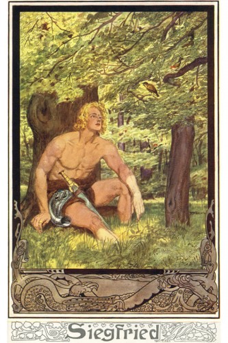 Poster: Siegfried und Waldvogel 60 x 90 cm